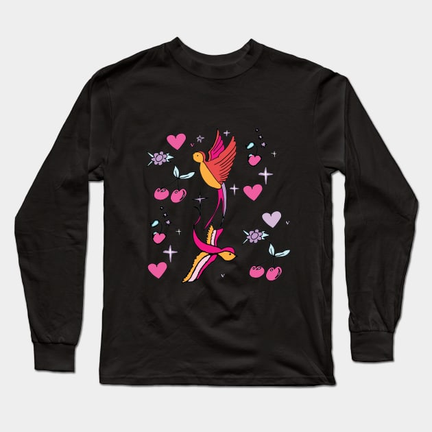 swallow Long Sleeve T-Shirt by bruxamagica